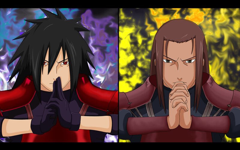 Two Anime Characters — Black, Dramatic, Fire, Chakra