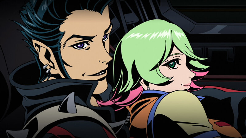 Two Anime Characters — Black, Dramatic, Green Hair