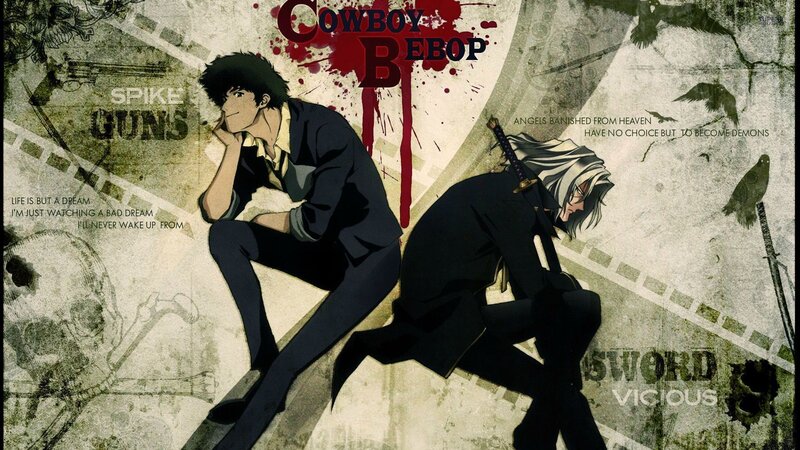 Two Anime Characters — Black, Dramatic, Guns, Sword, Skull