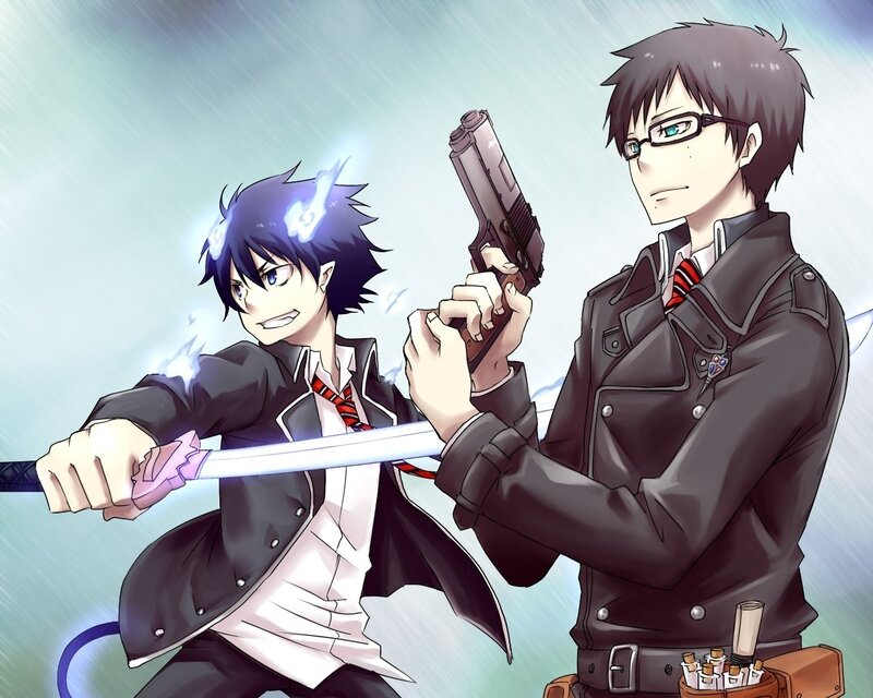 Two Anime Characters — Black, Dramatic, Guns, Sword