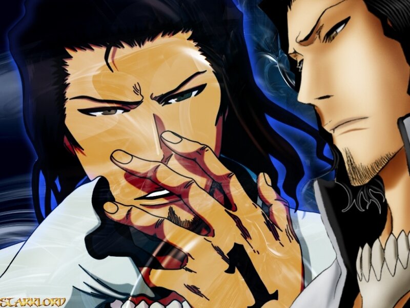 Two Anime Characters — Black, Dramatic, Hand on Face