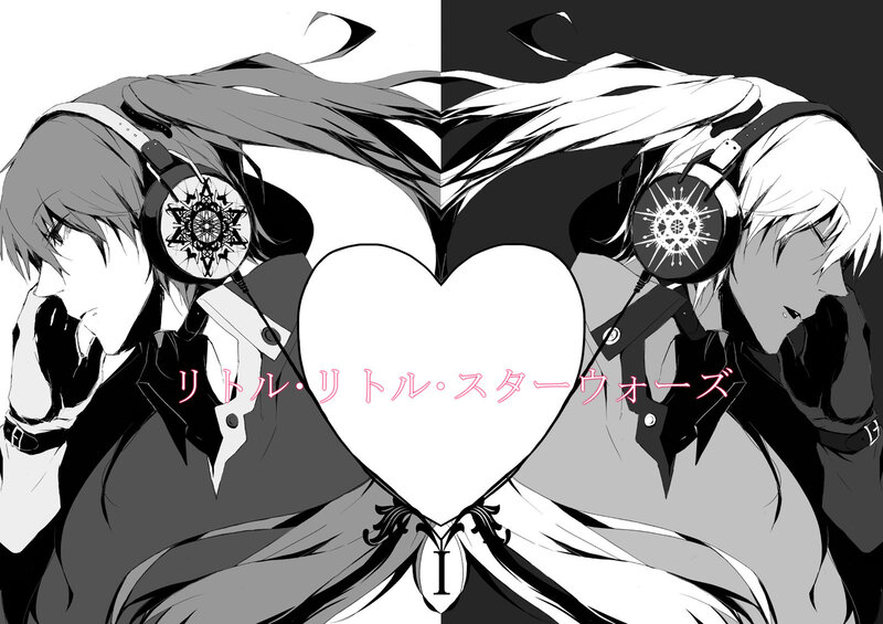 Two Anime Characters — Black, Dramatic, Headphones