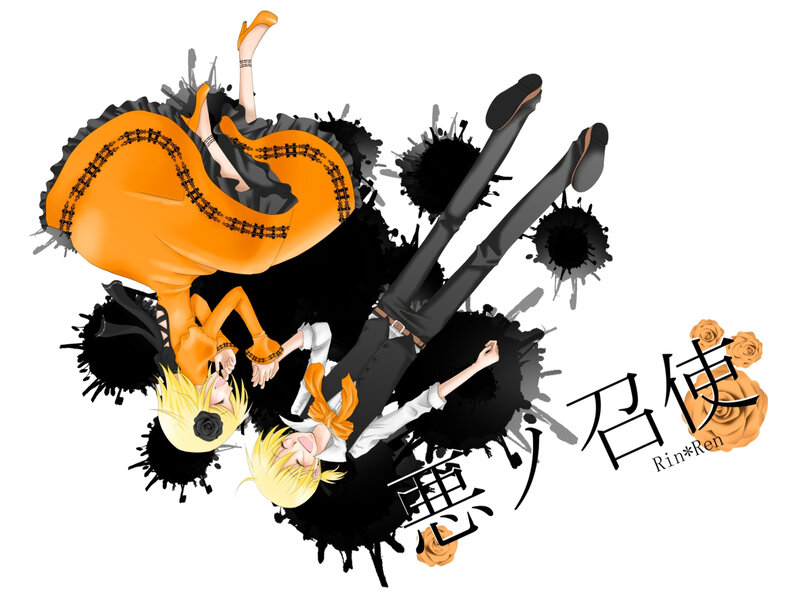 Two Anime Characters — Black, Dramatic, Ink Splatters
