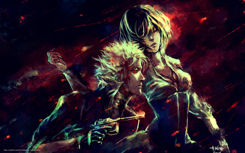 Two Anime Characters — Black, Dramatic, Intense, Night