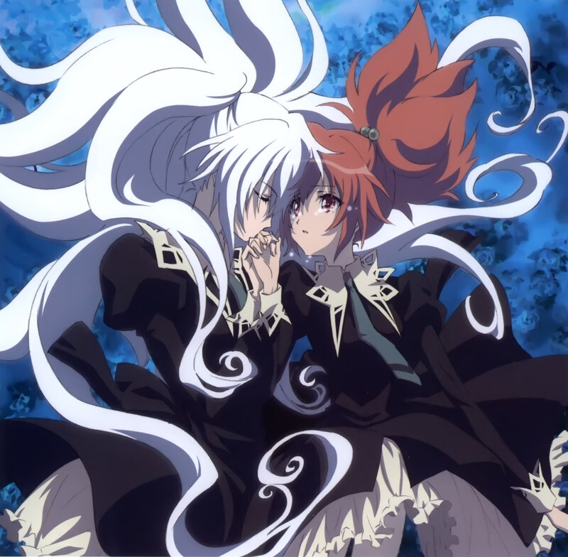 Two Anime Characters — Black, Dramatic, Long Hair, Dark Clothing
