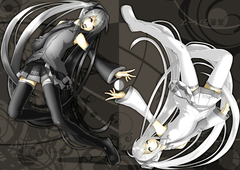 Two Anime Characters — Black, Dramatic, Long Hair, Digital Art