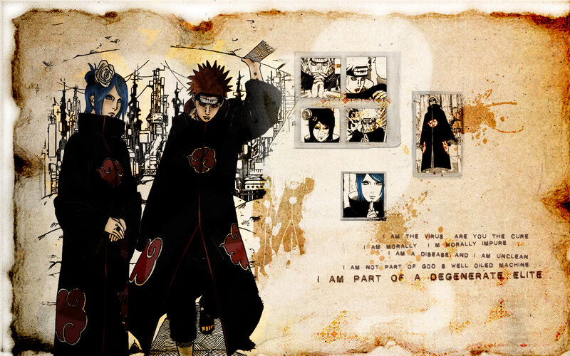 Two Anime Characters — Black, Dramatic, Manga, Akatsuki Cloaks