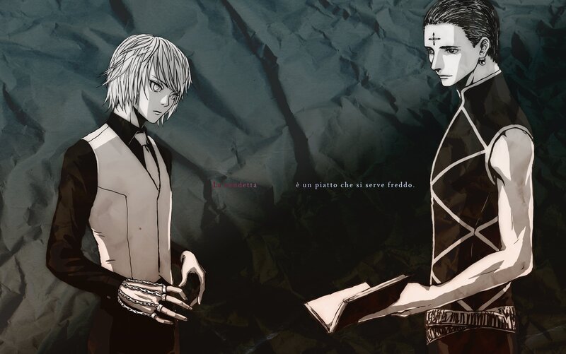 Two Anime Characters — Black, Dramatic, Manga, Chains, Book