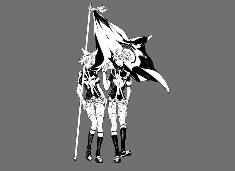 Two Anime Characters — Black, Dramatic, Manga, Flag