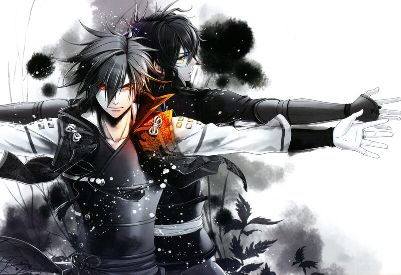 Two Anime Characters — Black, Dramatic, Manga, Swords, Smoke
