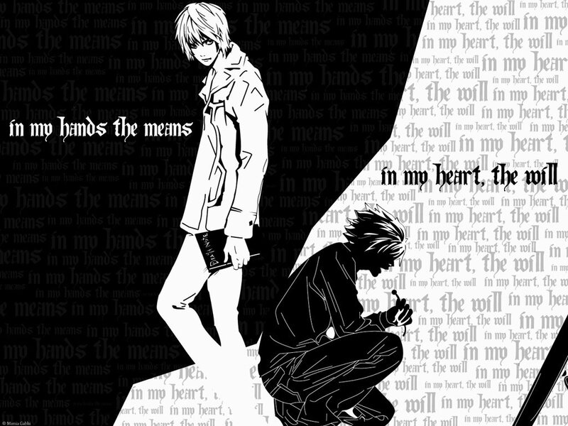 Two Anime Characters — Black, Dramatic, Manga, Text, Book, Silhouette