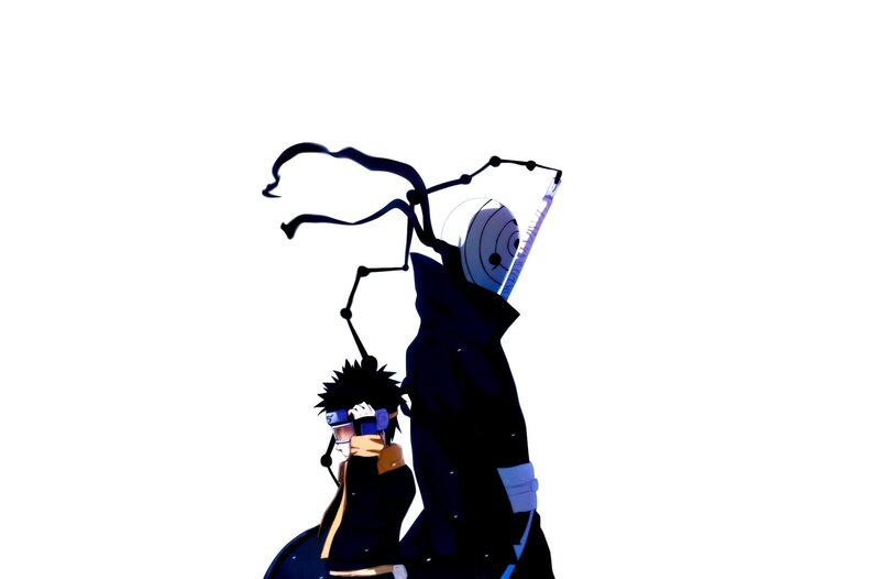 Two Anime Characters — Black, Dramatic, Mask, Swords, Spiky Hair