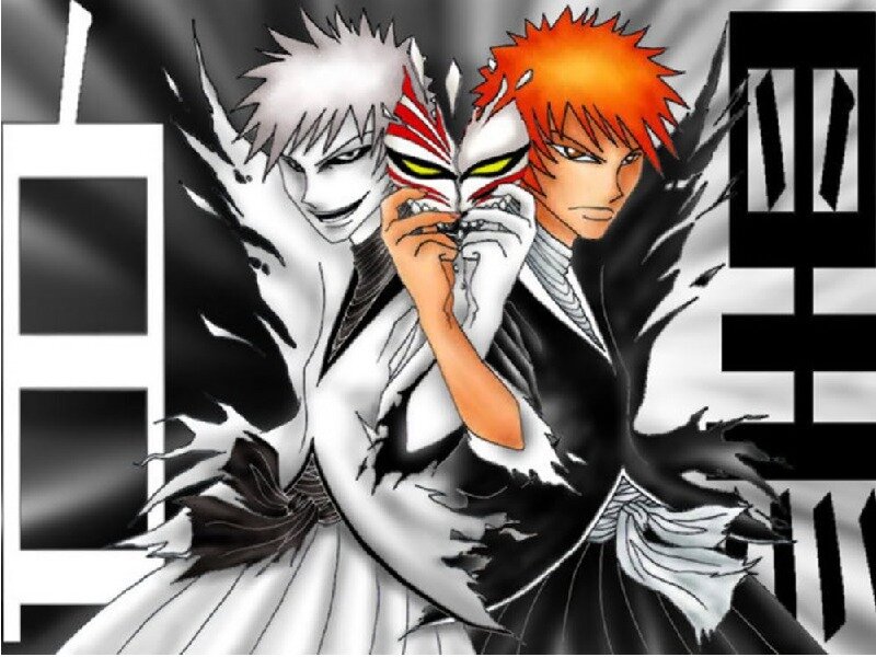 Two Anime Characters — Black, Dramatic, Mask