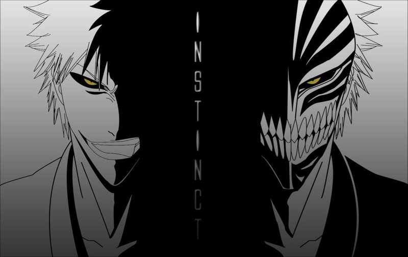 Two Anime Characters — Black, Dramatic, Mask, Yellow Eyes