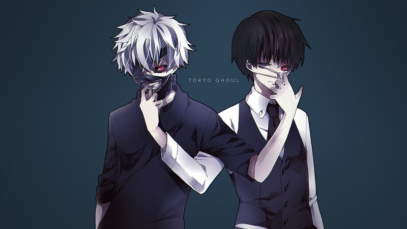 Two Anime Characters — Black, Dramatic, Masks, School Uniforms