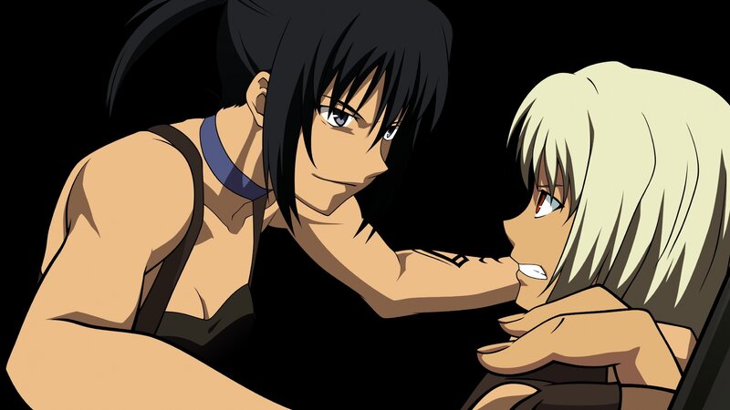 Two Anime Characters — Black, Dramatic, Night, Black Hair