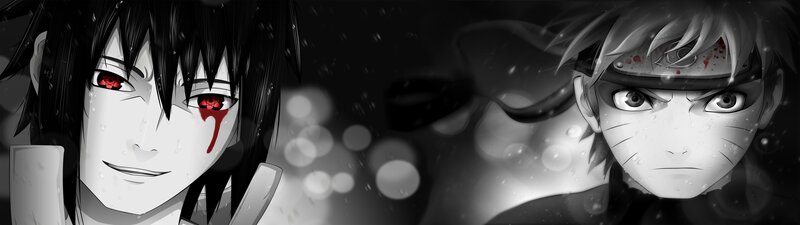 Two Anime Characters — Black, Dramatic, Night, Blood, Rain
