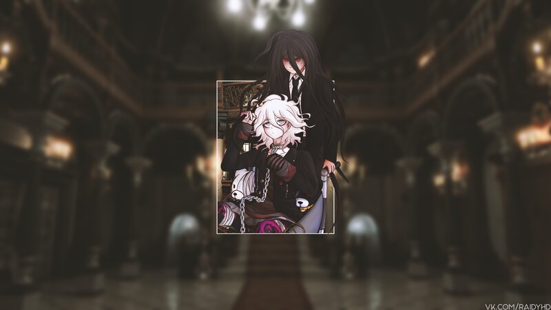Two Anime Characters — Black, Dramatic, Night, Chandelier
