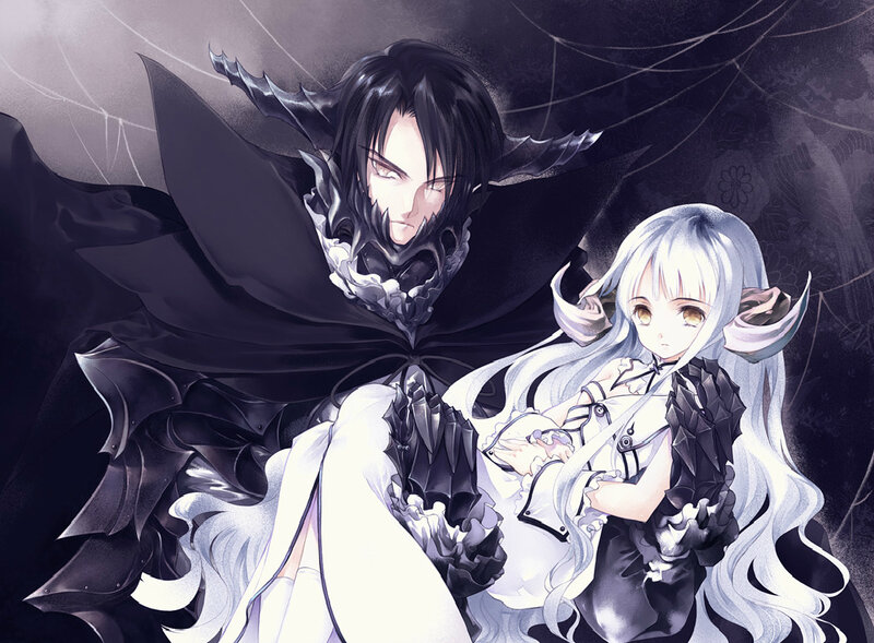 Two Anime Characters — Black, Dramatic, Night, Digital Art, Cloaked Figure