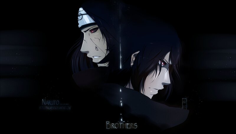 Two Anime Characters — Black, Dramatic, Night, Digital Art, Headband