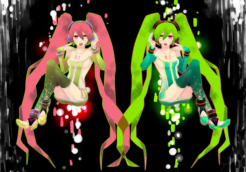 Two Anime Characters — Black, Dramatic, Night, Digital Art, Headphones