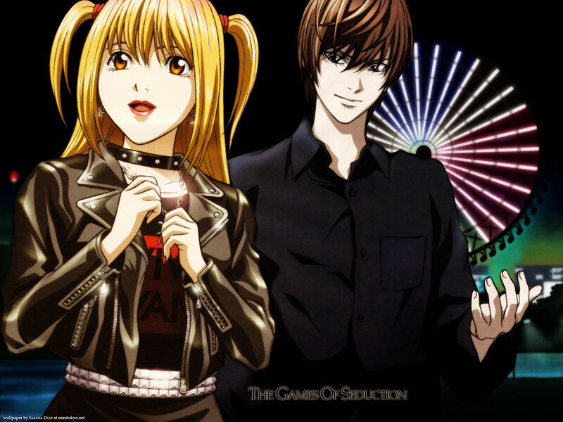 Two Anime Characters — Black, Dramatic, Night, Ferris Wheel