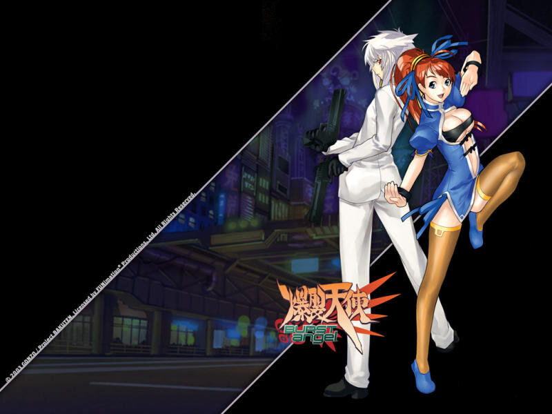 Two Anime Characters — Black, Dramatic, Night, Gun