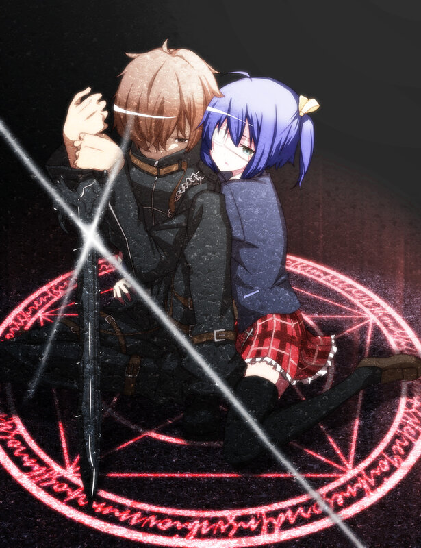 Two Anime Characters — Black, Dramatic, Night, Magic Circle