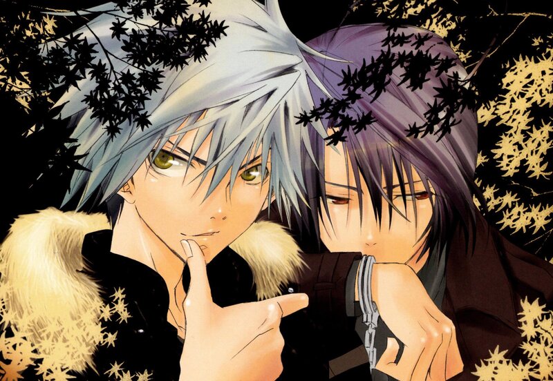 Two Anime Characters — Black, Dramatic, Night, Manga, Anime Art, Leaves