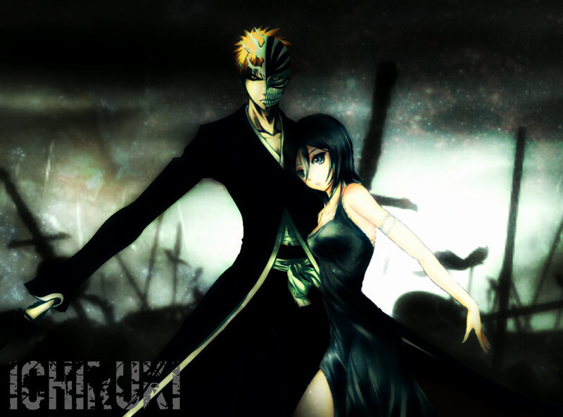 Two Anime Characters — Black, Dramatic, Night, Mask