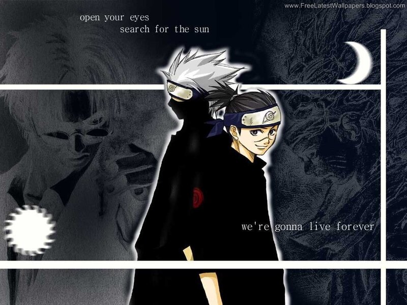 Two Anime Characters — Black, Dramatic, Night, Moon, Sun, Text