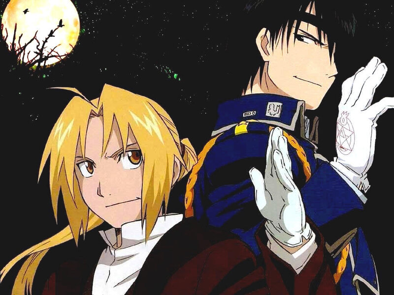 Two Anime Characters — Black, Dramatic, Night, Moon