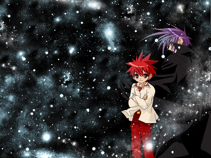 Two Anime Characters — Black, Dramatic, Night, Stars