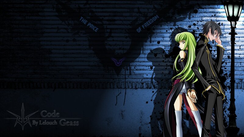 Two Anime Characters — Black, Dramatic, Night, Street Lamp