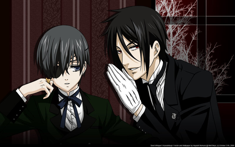 Two Anime Characters — Black, Dramatic, Night, Suits, Gloves