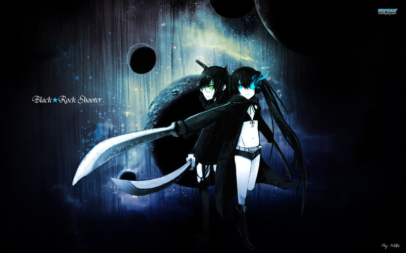 Two Anime Characters — Black, Dramatic, Night, Swords