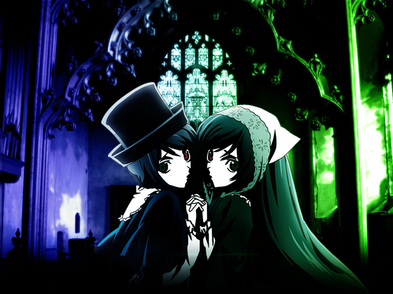 Two Anime Characters — Black, Dramatic, Night, Top Hat