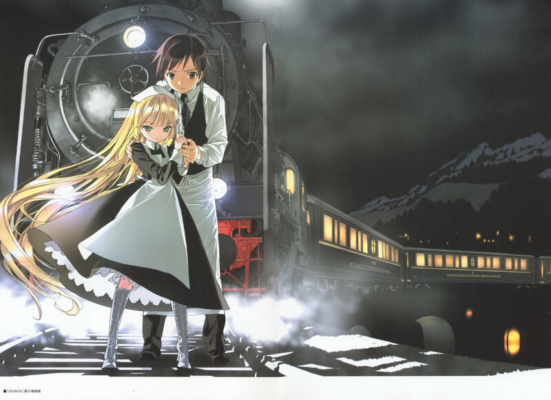 Two Anime Characters — Black, Dramatic, Night, Train