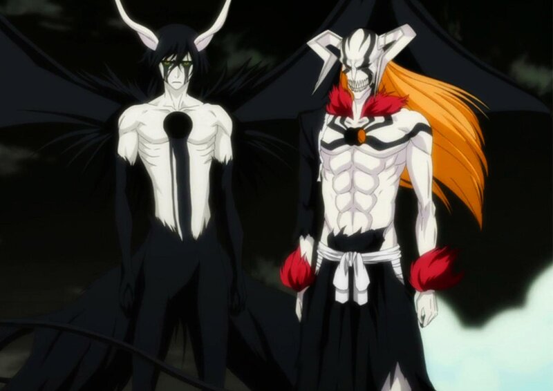 Two Anime Characters — Black, Dramatic, Night, Wings, Skeleton Mask