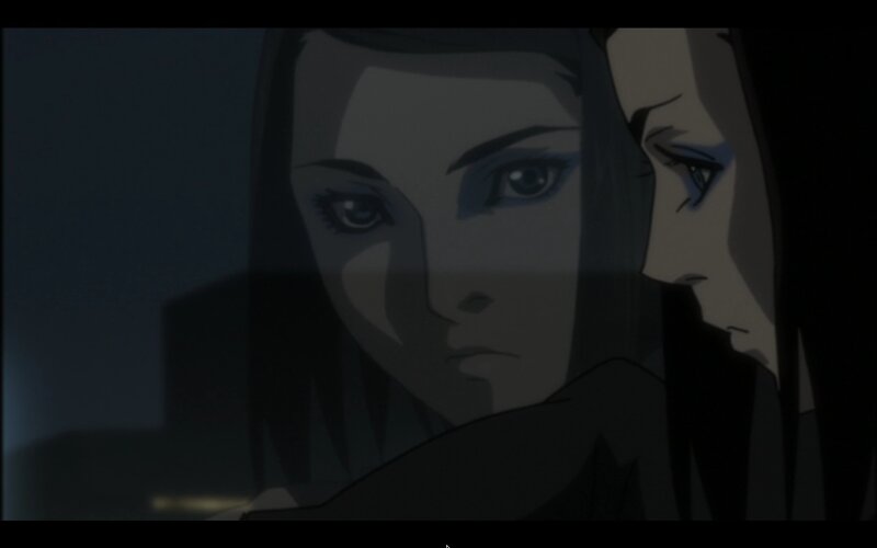 Two Anime Characters — Black, Dramatic, Night, Woman, Face