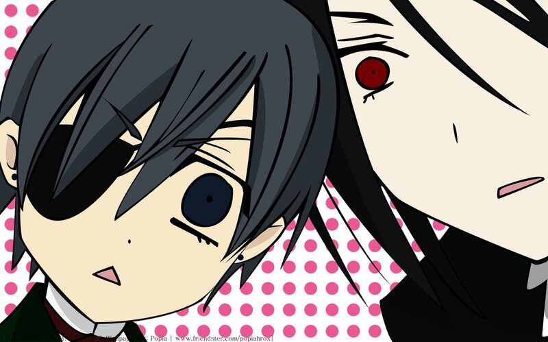 Two Anime Characters — Black, Dramatic, Polka Dots