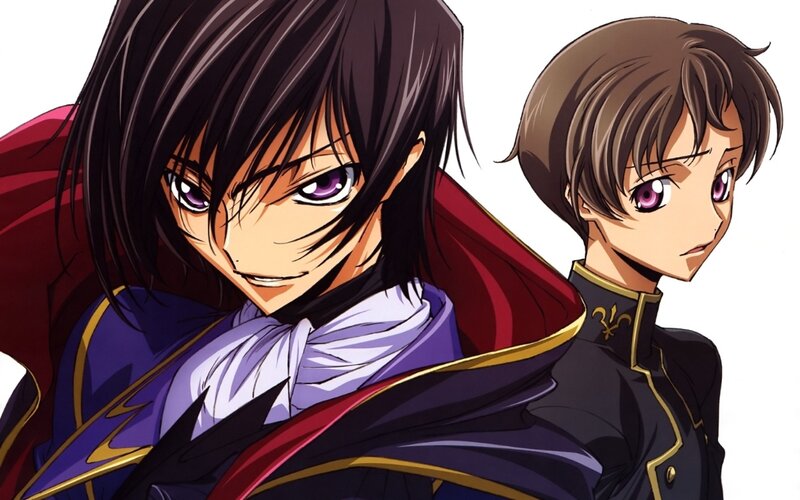 Two Anime Characters — Black, Dramatic, Purple Eyes