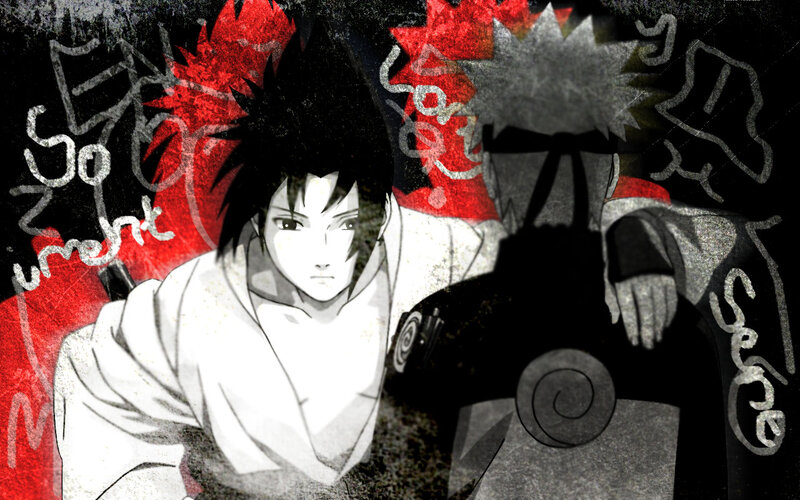 Two Anime Characters — Black, Dramatic, Red Background