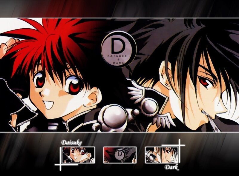 Two Anime Characters — Black, Dramatic, Red Hair, Black Hair