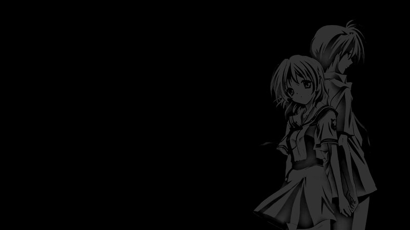Two Anime Characters — Black, Dramatic, School Uniforms