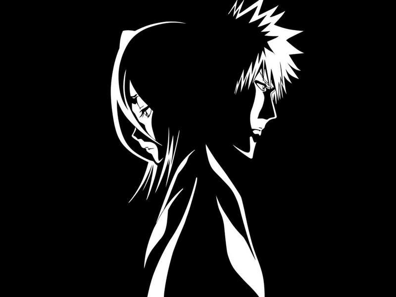 Two Anime Characters — Black, Dramatic, Silhouette