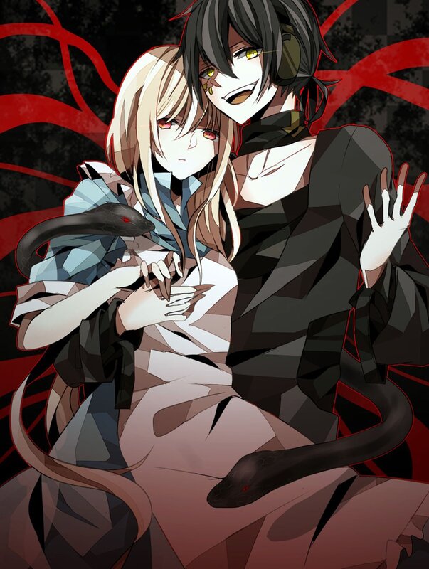 Two Anime Characters — Black, Dramatic, Snake