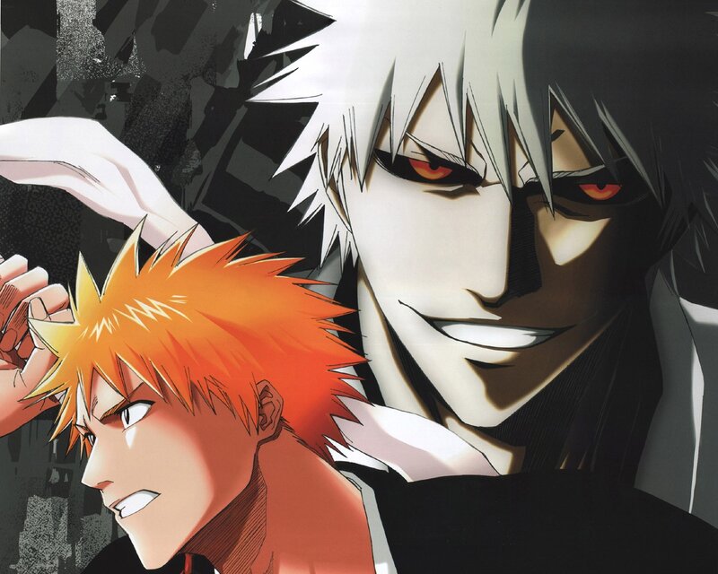 Two Anime Characters — Black, Dramatic, Spiky Hair, Red Eyes