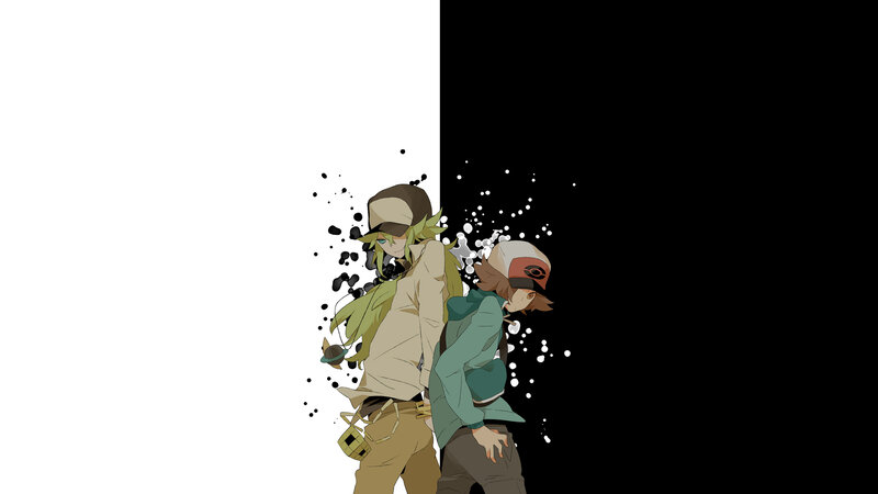 Two Anime Characters — Black, Dramatic, Splatter Effect