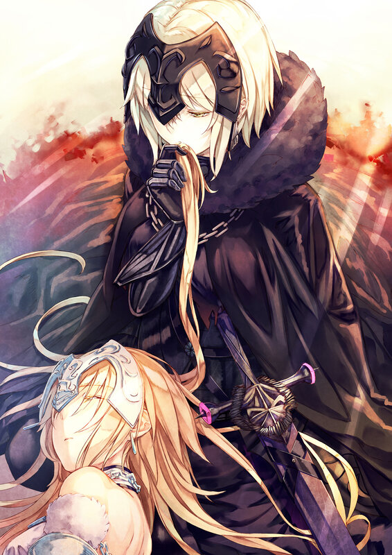 Two Anime Characters — Black, Dramatic, Sunset, Sword